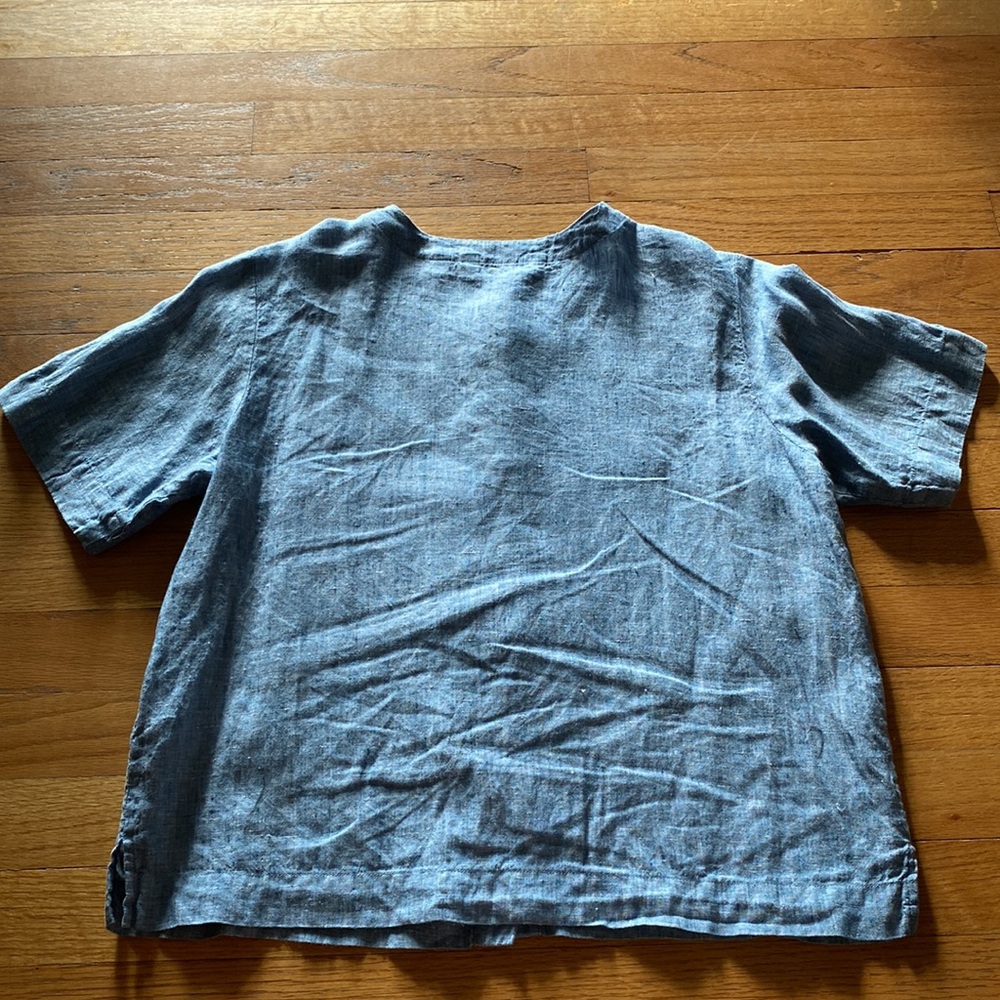 Orvis Linen Chambray Button Front Short Sleeve Sh… - image 4